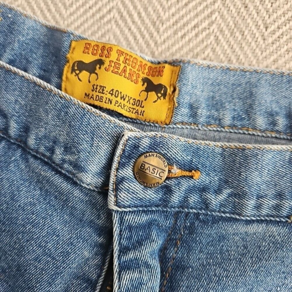 Ross Thompson Jeans Men's Size 40WX30L Light Wash Denim Pants Straight Cut - Picture 7 of 15